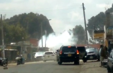 A file photo of the armed men teargassing Ol Kalou residents.